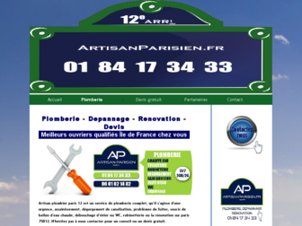 artisanplombier-paris12.fr website preview