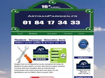artisanplombier-paris16.fr website preview