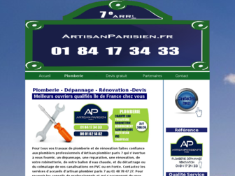 artisanplombier-paris7.fr website preview