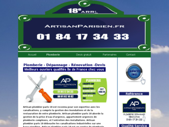 artisanplombier-paris18.fr website preview