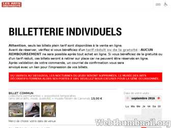 billetterie.lesartsdecoratifs.fr website preview