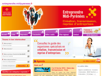 entreprendre.midipyrenees.fr website preview