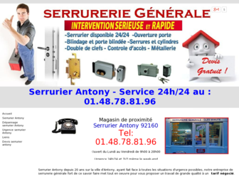 serrurerieantony.fr website preview