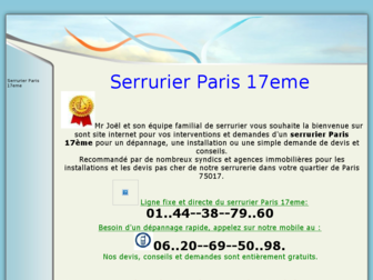 serrurierparis17eme.fr website preview