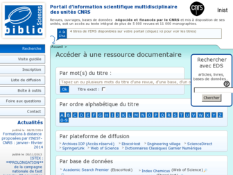 bibliosciences.inist.fr website preview