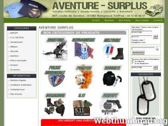 aventure-surplus.com website preview